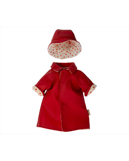 Maileg Rain Coat w. Hat Teddy Mom - Red
