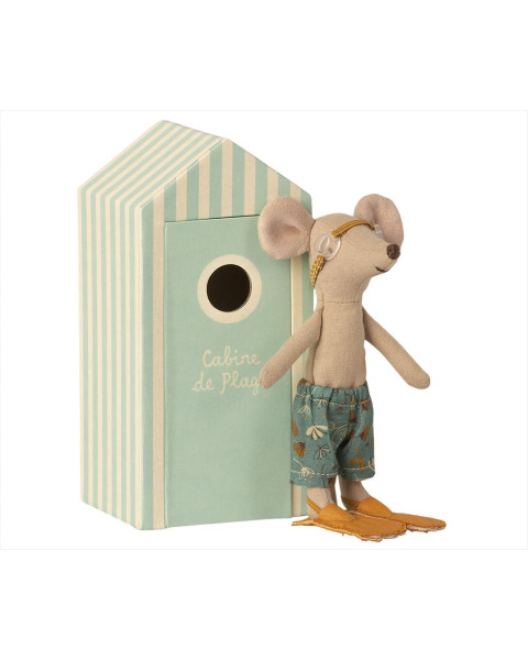 Maileg Beach Mouse Big Brother in Cabin De Plage