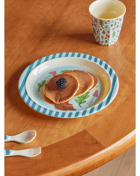 Rice Melamine Kids Lunch Plate with Blue Happy Forest