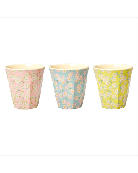 Rice Melamine Medium Cup with Small Flower Print in 3 Colors