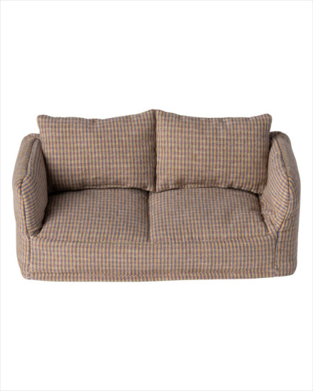Maileg Couch, Mouse - Brown Checker
