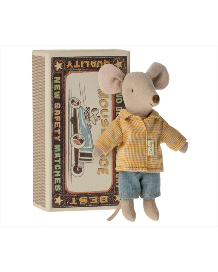 Maileg Big Brother Mouse in Matchbox - Yellow Flannel