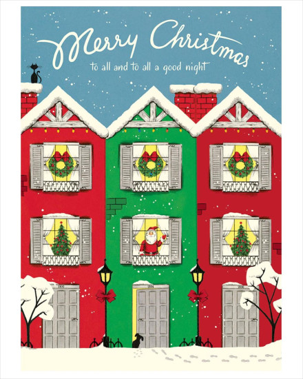 Cavallini Christmas Lane Poster Wrap