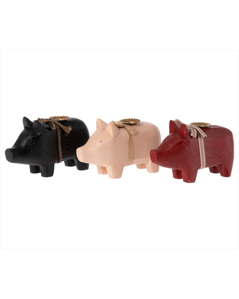 Maileg Wooden Pig, Small - Black