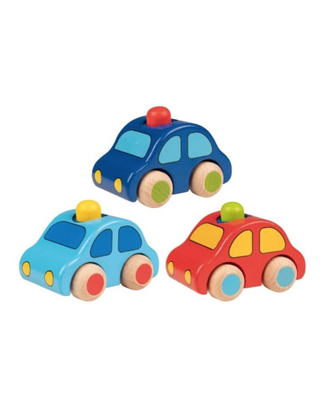 Goki Wooden Car With Horn (Red/ Light Blue/ Dark Blue)