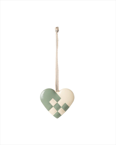 Maileg Metal Ornament, Small Heart - Mint