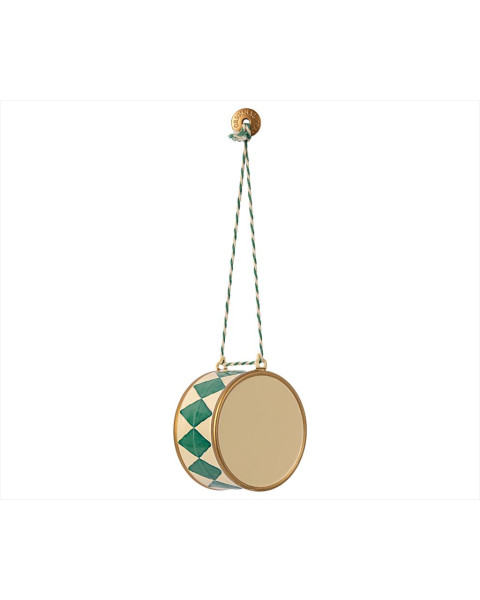Maileg Metal Ornament, Large Drum - Dark Green