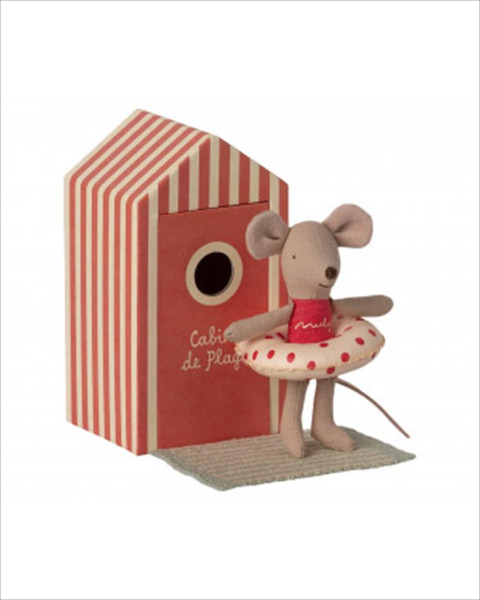 Maileg Beach Mouse Little Sister in Cabin De Plage