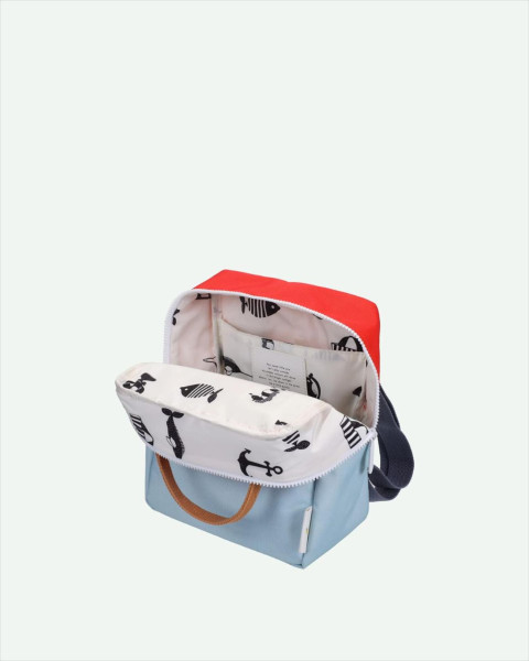 Sticky Lemon Backpack Small | Colourblocking | Red Hat + Zissou Blue