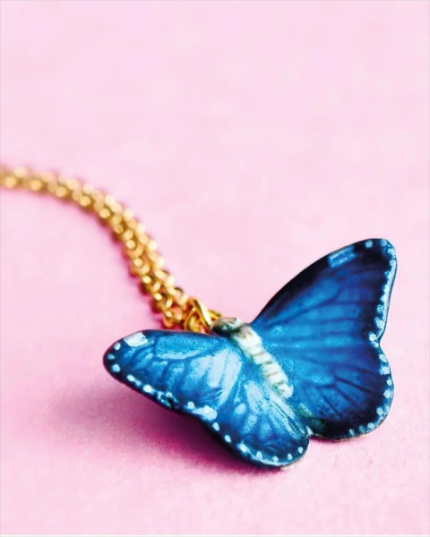 Camp Hollow Blue Butterfly Necklace
