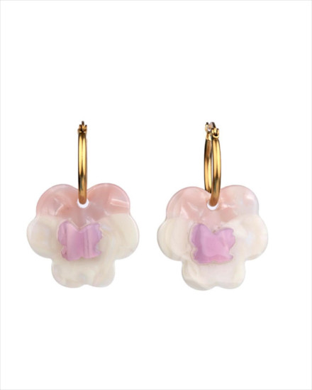 Coucou Suzette Pink Pansy Earrings