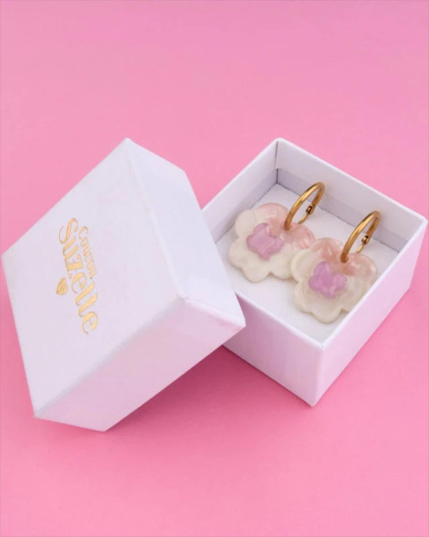 Coucou Suzette Pink Pansy Earrings