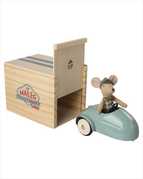 Imperfect Maileg Mouse Car with Garage - Blue