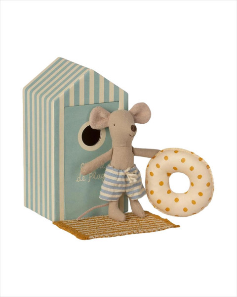 Imperfect Maileg Beach Mouse Little Brother in Cabin De Plage