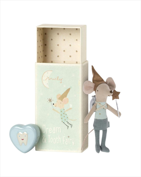 Imperfect Maileg Tooth Fairy Mouse in Matchbox - Blue