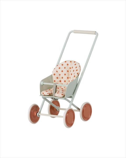 Imperfect Maileg Stroller Micro - Sky Blue Polkadot