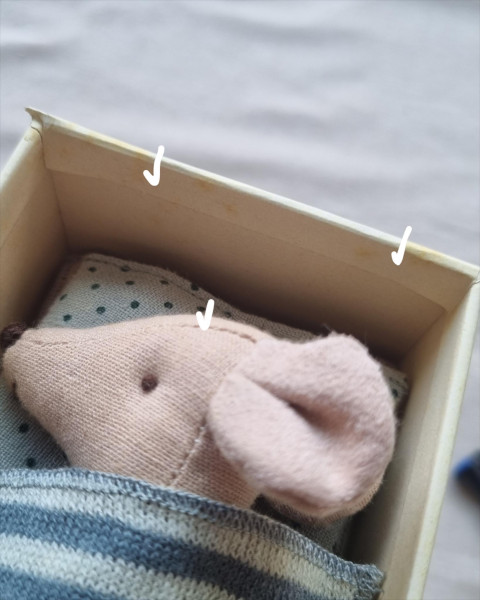 Imperfect Maileg Big Brother Mouse in Box - Brown Stripey Shirt
