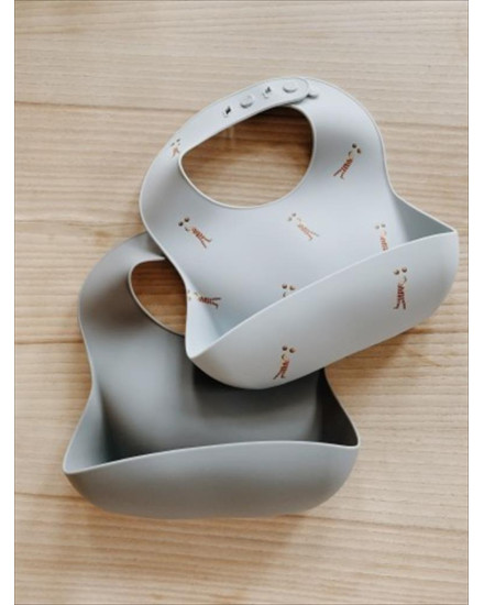 Konges Slojd Silicone Bib 2 Pack - Strong Man/Quarry Blue