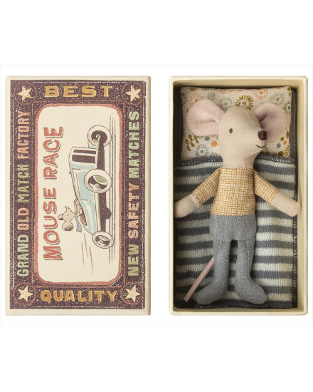 Maileg Little Brother Mouse in Box - Nude Brown Shirt
