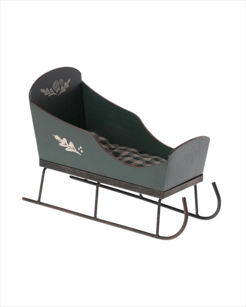 Imperfect Maileg Sleigh Mini Wooden - Green