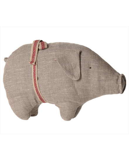 Maileg Pig Small  with Ribbon - Grey