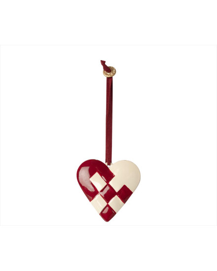 Maileg Metal Ornament Braided Heart - Red
