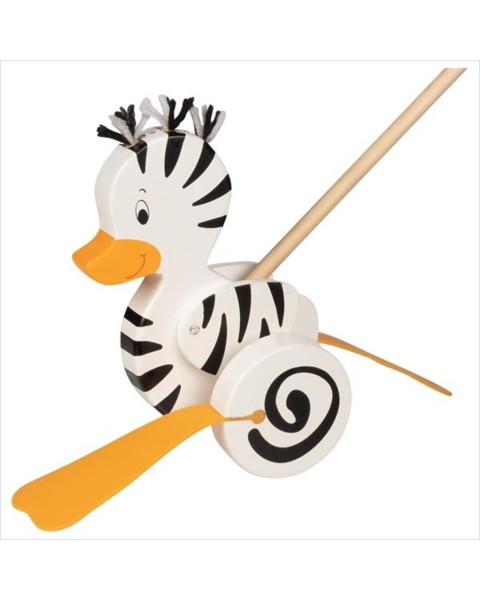 Goki Wooden Push Along - Zebra Duck