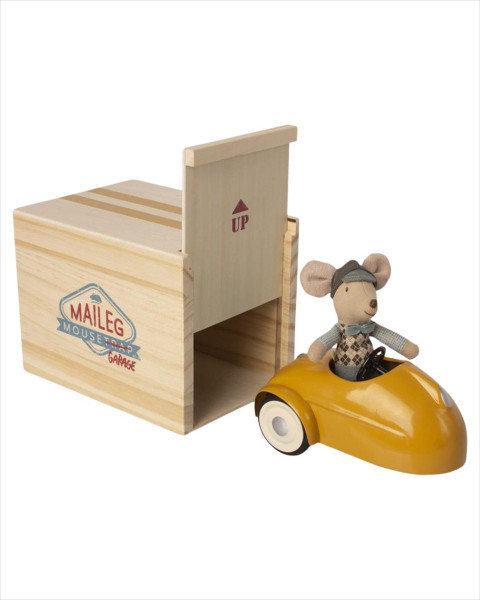Imperfect Maileg Mouse Car with Garage - Yellow
