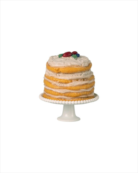 Maileg Party Cake and Cake Stand, Mouse - Off White