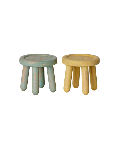 Maileg Stool Set, Mouse - Mint/Light Yellow