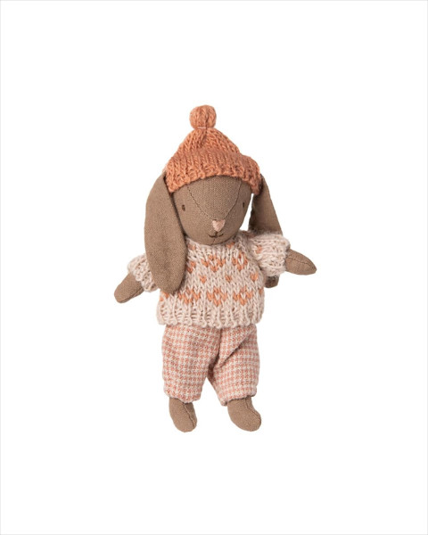 Maileg Winter Bunny, Micro Brown/Rose