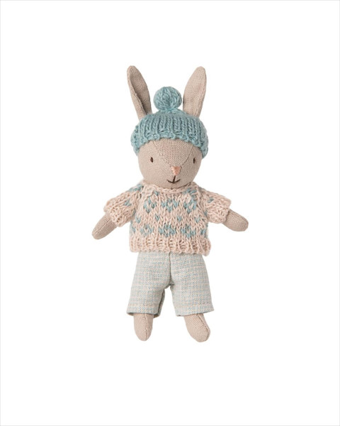 Maileg Winter Rabbit, Micro Sand/Mint