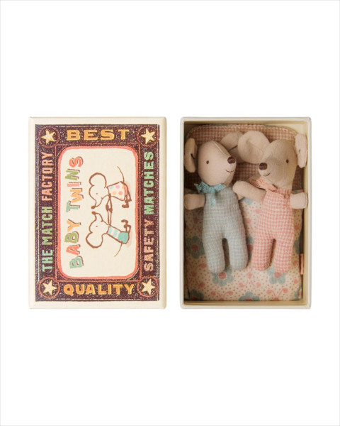 Maileg Twins, Baby Mice in Matchbox - Checker