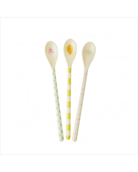 Rice Melamine Latte Spoon with Graphic Prints Set of 3