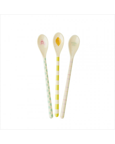 Rice Melamine Latte Spoon with Graphic Prints Set of 3