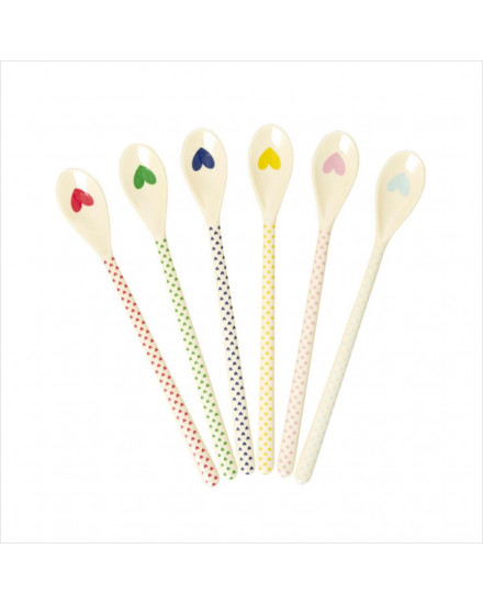 Rice Melamine Latte Spoon with Favorite Hearts Prints Set of 6